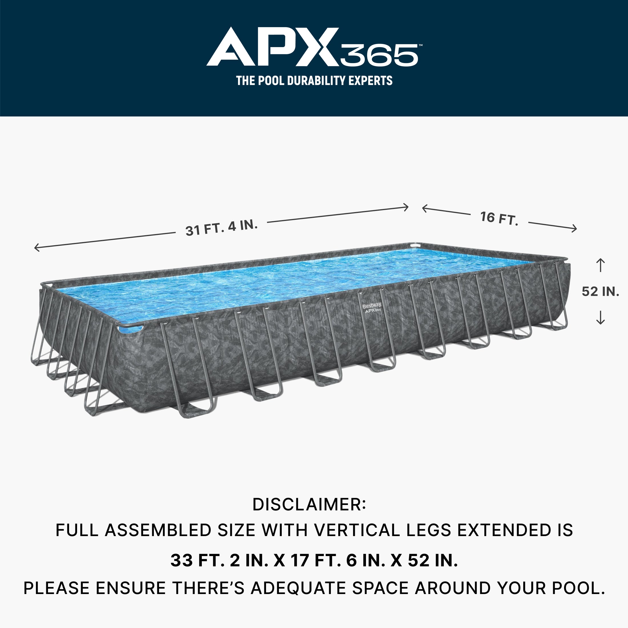 Bestway APX 365 31'4 x 16' x 52 Rectangle Above Ground Pool Set - Image 4